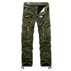 DongBao Winterhose mit Fleece Futter für Herren, warme Outdoor-Arbeitshose, Wander- und Skihose mit Mulit-Taschen, Taktische Cargohose von DongBao