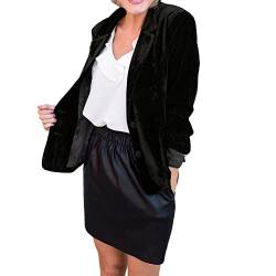 Donkivvy Damen Samt-Blazer Revers Anzug Jacke Damen Büro Arbeit Business Samt Anzug Blazer Open Front Cardigan Mäntel, Schwarz, L von Donkivvy