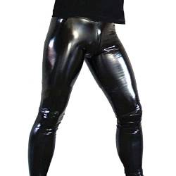 Donkivvy Herren-Hose aus Kunstleder, Wetlook, enge Hose, Leggings, schmale Passform, Lederhose, Nachtclub, Party, Schwarz, Größe 4XL von Donkivvy