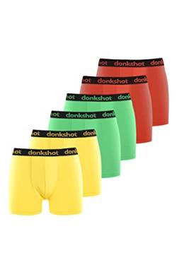 Boxershorts im 6er Pack, Bequeme Unterhosen für Herren, eng anliegend mit klassischem Schnitt, Rot-Grün-Gelb - M von Donkshot