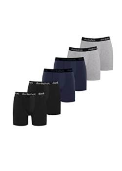 Boxershorts mit längerem Bein im 6er Pack, Bequeme Unterhosen für Herren, eng anliegend mit klassischem Schnitt, Schwarz-Marine-Grau - 2XL von Donkshot