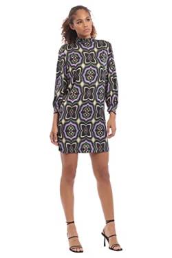 Donna Morgan Damen Langarm Geo Print Etuikleid Kleid, Schwarz/Lila Orchidee, 36 von Donna Morgan