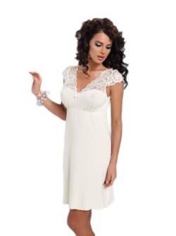 Donna Viskose-Negligee, Nachthemd mit edler Spitzenverzierung in Geschenkbox Gr. M, White - Ecru von Donna