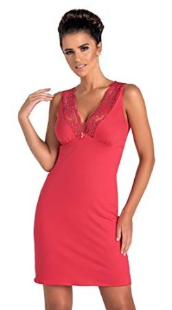 Donna verführerisches und sehr edles Nachthemd/Negligee/Sleepshirt mit eleganter Spitze (XXL (44), Koralle) von Donna