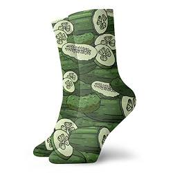 Kurze Socken für Herren und Damen, 30 cm, grüne Gurken, Gurkenscheiben, Baumwolle, klassische Sportsocken für Laufen, Fitness, Geschenke von Donono