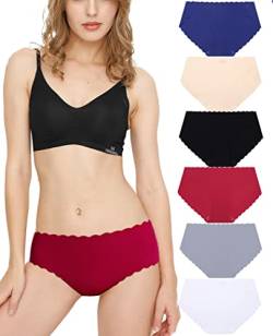 Donpapa Damen Unterwäsche Nahtlos Slips Seamless Unterhosen Ohne Naht Panties Hipster Mikrofaser Bequeme Bikinis Breif 3/6 Pack Mehrfarbig9 M von Donpapa