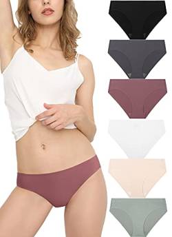 Donppa Damen Slip Unsichtbar Unterwäsche Seamless Unterhose Nahtlos Panties Microfaser Hipster Brazilian 6 Pack Mehrfarbig L von Donppa