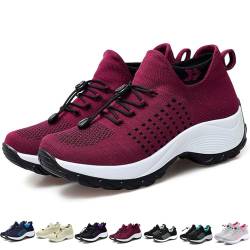 Donubiiu Artvive Orthopädische Schuhe, Artvive Schuhe, OrthopäDische Komfortschuhe FüR Frauen, Modische Sockenschuhe, Atmungsaktive Mesh-Tennis-Sneaker (Red,41EU) von Donubiiu