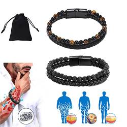 Donubiiu Humanic+ MAXHÄMATIT Perlenarmbänder,Humanic+ Pro MAXHematie Beaded Bracelets,Humanic+ MAXHematie Perlenarmbänder Tigerauge Edelsteinarmband für Damen Herren (Schwarz+Tigerauge Edelstein) von Donubiiu