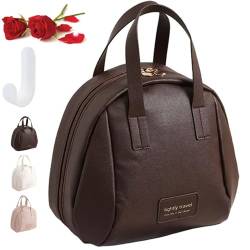 Donubiiu Multi-Layered Shell-Shaped Cosmetic Bag, Multi Layered Makeup Bag, Shell Shaped Tote Travel Bag for Women (Brown) von Donubiiu