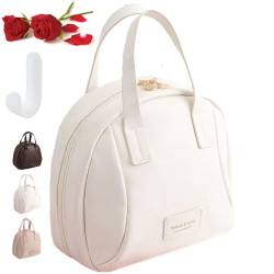 Donubiiu Multi-Layered Shell-Shaped Cosmetic Bag, Multi Layered Makeup Bag, Shell Shaped Tote Travel Bag for Women (White) von Donubiiu
