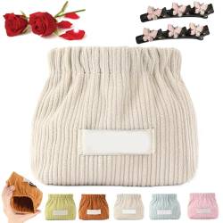 Donubiiu Shrapnel Portable Pouch, Corduroy Popper Organizer-Corduroy Elastic Hair Tie Organizer, Popper Organizer for Purse, Corduroy Elastic Pouch, Corduroy Pouch Storage Bag (beige) von Donubiiu