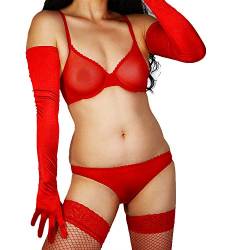 DooWay Damen-Handschuhe, extra lang, Opernsatin, 70 cm, glänzend, elastisch, Rot, rot, 38 von DooWay