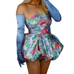 DooWay Damen-Handschuhe, extra-lang, Opernsatin, glänzend, 70 cm, Blau, blau, 85 von DooWay