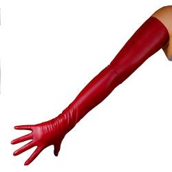 DooWay Damen-Handschuhe, lang, Latex, 70 cm, Stretch, 2. Haut, Kunstgummi, Halloween-Kostüm, Nachtclub, Party-Handschuhe, burgunderfarben, 85 von DooWay