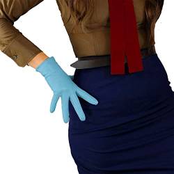 DooWay Damen Mode Winter Warme Lederhandschuhe Hellblau importiert Schaffell Leder Handgelenk Kurz Kleid Fahrhandschuhe, hellblau, 85 von DooWay