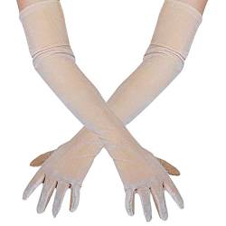 DooWay Damen Opera Samt Handschuhe Touchscreen Super Lang Nude 60cm Kleid Kostüm Cosplay von DooWay