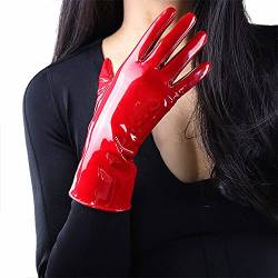 DooWay Damen Sexy Kurze Lederhandschuhe Glänzend Rot 28cm Faux Patent PU Kostüme Kleid Handschuhe von DooWay