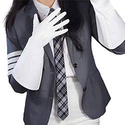 DooWay Unisex-Puff-Handschuhe, breite Ärmel, 38 cm, große Ellenbogenlänge, Kunstleder, Damen-Kostüm, Cosplay-Zubehör, weiß, 85 von DooWay