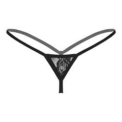 Doomiva Damen Micro String Tanga Slip Unterwäsche Metallic T-Back Bikinislip Niedrige Taille Unterhose Mesh Reizwäsche Höschen Schwarz Einheitsgröße von Doomiva