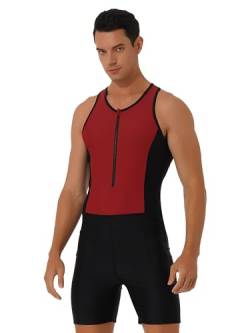 Doomiva Herren Badeanzug Einteiler Schwimmanzug Bademode mit Bein Männer Wassersport Surfanzug Shorty Neoprenanzug Beachwear Rot 3XL von Doomiva