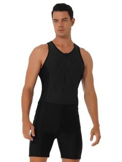 Doomiva Herren Badeanzug Einteiler Schwimmanzug Bademode mit Bein Männer Wassersport Surfanzug Shorty Neoprenanzug Beachwear Schwarz XL von Doomiva