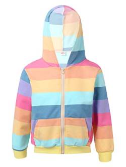 Doomiva Mädchen Kapuzenpullover Kinder Frühlingsjacke Langarm Baumwoole Sweatjacke Hoodie Pullover mit Reißverschluss Regenbogen 110-116 von Doomiva