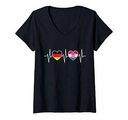 Damen Deutschland und Kroatien Croatia Kroatisch Flagge Flaggen T-Shirt mit V-Ausschnitt von Doppelte Staatsbürgerschaft Kleidung und Geschenke