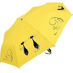 Doppler Mini Taschenschirm Auf-Zu-Automatik Cats Friends - Yellow von Doppler