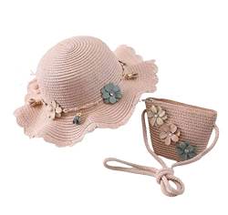 Doralie Set aus Strohhut und Tasche/Sonnenhut für Mädchen/Hut und Tasche für Mädchen 3-6 Jahre (rosa) von Doralie