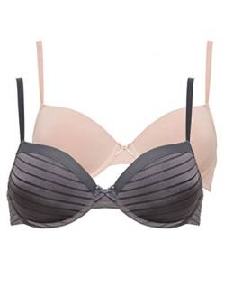 DORINA Damen BH Louise T-Shirt Bra 2er Pack, Grey (Blue Charcoal/Blush), 70B von Dorina