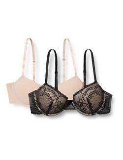 Dorina Damen BH Chloe 2er Pack T-Shirt Bra,Mehrfarbig (Schwarz/Blush V00),90D von Dorina