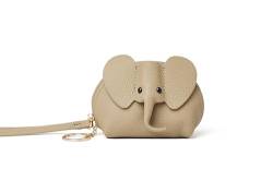 Doris&Jacky Leder Geldbörse Mini Elefant Schlüsselhalter Beutel Tasche mit Schlüsselanhänger, 6-grau, Münzgeldbörse von Doris&Jacky