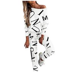 Damen Jogginganzug Trainingsanzug Mode Streetwear Sportanzug Gemütlich Übergroße Langarm Hosenanzug Loose Sweatshirt Pullover Kapuzenpullover Lange Ärmel Top + Lange Hose Sportswear 2 Stück Frühling von Dorjuli