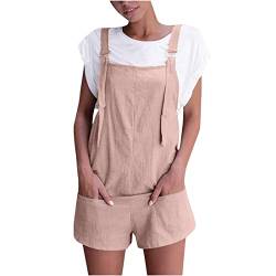 Damen Jumpsuit Shorts Sommer Lässige Solide Kurze Spaghetti Jumpsuit mit Tasche Schnallenriemen Sommer Elegant Ärmellos Overalls Kurze Hose Einteilige Arbeitshose Shorts von Dorjuli