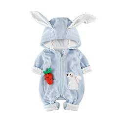 DorkasDE Baby Strampler Neugeborene Kleinkinder Strampleranzug Overall Cartoon Jumpsuit Babykleidung mit Doppelte Baumwolle Futter (Größe 66 (Höhe 55-62cm,Gewicht 5.5-7kg), Blau Hase) von DorkasDE