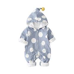 DorkasDE Baby Strampler Neugeborene Kleinkinder Strampleranzug Overall Cartoon Jumpsuit Frühling Herbst Babykleidung mit Kapuze (Größe 66 (Höhe 50-55cm), Blau) von DorkasDE