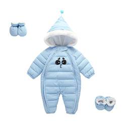 DorkasDE Baby Strampler Schneeanzug Junge Mädchen Overall Cartoon Jumpsuit Winter Babykleidung mit Kapuze,Handschuhe und Baumwollschuhe von DorkasDE