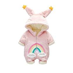 DorkasDE Baby Strampler Schneeanzug Junge Mädchen Overall Jumpsuit Winter Babykleidung mit Kapuze, Rosa, Größe 66 (0-2Monate) von DorkasDE