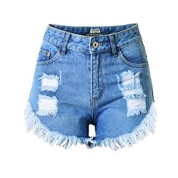 DorkasDE Damen Hotpants Jeans Shorts Kurze Denim Hosen Fransen Verarbeiten Mädchen Shorts mit Quaste von DorkasDE