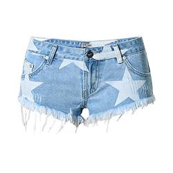 DorkasDE Damen Hotpants Jeans Shorts Kurze Denim Hosen Stern-Drucken Verarbeiten Mädchen Shorts mit Quaste von DorkasDE