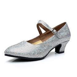 DorkasDE Damen Mädchen Tanzschuhe Latein Ballroom Tanz Schuhe Gummi Sohle mit 3.5cm/5.5cm Absatz von DorkasDE