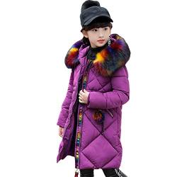 DorkasDE Mädchen Winterjacke Kinder Wintermantel Steppjacke Baumwollgefuetterte Mantel mit Fellkapuze von DorkasDE