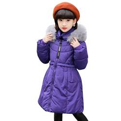 DorkasDE Mädchen Winterjacke Kinder Wintermantel Steppjacke Baumwollgefuetterte Mantel mit Fellkapuze von DorkasDE