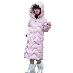 DorkasDE Mädchen Winterjacke Kinder Wintermantel Steppjacke Baumwollgefuetterte Mantel mit Kapuze(Rosa,EU122-128(Etikettengröße130) von DorkasDE