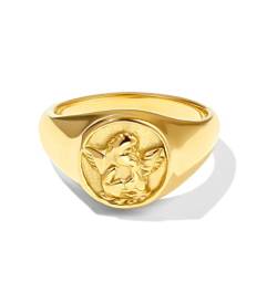 Dorosé Ring Damen Edelstahl 18 K gold vergoldet Stein Ring Kristallen, FrauenRing Damen Fingerringe Damenring. Klassik Gold 54mm von Dorosé