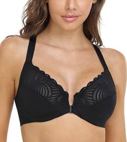 DotVol Damen BH Vollschalen Ungepolster Bügel BH Floraler Spitze BH Soft Cup Große Größen(Schwarz,80E) von DotVol