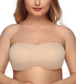 DotVol Damen Große Größen Bügel Ungepolstert Bandeau Trägerloser Multiway Minimizer BH(Beige, 80E) von DotVol