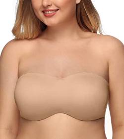 DotVol Damen Große Größen Bügel Ungepolstert Bandeau Trägerloser Multiway Minimizer BH(Pekannuss, 100C) von DotVol