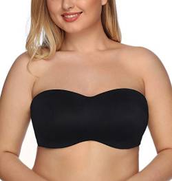 DotVol Damen Große Größen Bügel Ungepolstert Bandeau Trägerloser Multiway Minimizer BH(Schwarz, 80D) von DotVol